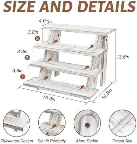 Wooden Cupcake Stand for 24 Cupcakes, 4 Tier Cupcake Display Stand Rustic Tiered Display Stand Dessert Table Display Set Cupcake Stand for Baby Shower Decorations Birthday Party Supplies Perfume Display(White 2Pcs) - Image 3