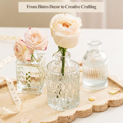 36 Pcs Bud Vases Set, Small Bud Vases in Bulk, Clear Glass Flower Vases, Multiple Shape Cute Vintage Bottles for Rustic Wedding Centerpieces, Table Decor, Party Decor, Baby Shower & Home Decor(Clear) - Image 3