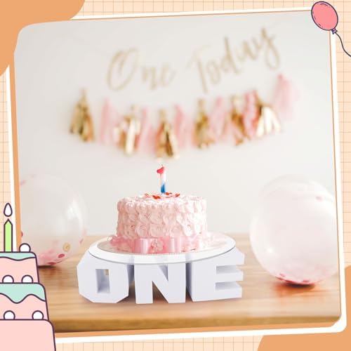 12 inch One Letters Round Cake Stand 1st Birthday Cupcake Display - Image 7