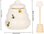 Ceramic Bee-Happy Honey Pot with Dipper，Honey Jar Serving Set with Exquisiting Package for Wedding Favor,Bridal Shower Favor, Baby Shower Favor，Party Favor (6, Scrolling) - Image 2