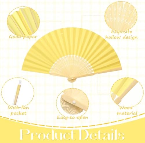 50 Pcs Wedding Folding Paper Fans for Guests Bamboo Folded Hand Fan with Gift Bags Vintage Paper Handheld Fans for Church Wedding Gift Bridal Shower Decorations (Amalfi Coast) - Image 3
