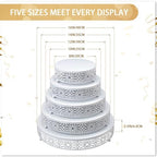 Wenqik 5 Pcs Metal White Cake Stand,16/14/12/10/8 In Round Cake Holder - Image 2