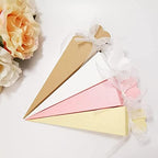 100 Pcs Cones Wedding Holder, Confetti Cones with Heart Shape, Place Cards, Box Box with Ribbon for Wedding Baptism Birth, Baby Shower - Image 5