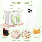 Kolldenn 50 Pcs Small White Gift Bags Bulk with Green Bow Ribbon Handles - Image 5