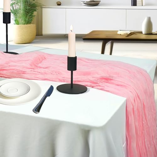 12 Pack Rose Gold Cheesecloth Table Runner 10ft Boho Gauze Cheese Cloth Table Runner Rustic Sheer Runner 120 inch Long for Christmas Wedding Bridal Baby Shower Birthday Table Decorations - Image 3
