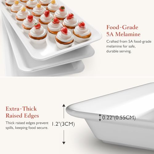 Bumusty Large 3-Tier Melamine Serving Tray Set, 17 x 8.7 in, Gold Stand - Image 5