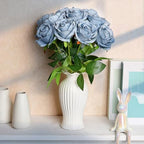 48 PCS Dusty Blue Roses Artificial Flowers, Silk - Image 3