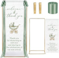 Baby Shower Welcome Linen Sign Stand with Satin Ribbon, Green by Unknown