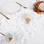 20 Pack Cheesecloth Table Runner - 17x108 Inch White Boho Gauze Cheese Cloth Table Runners for Baby Bridal Shower Decoration Wedding Party Summer Garden Farmhouse - Image 4