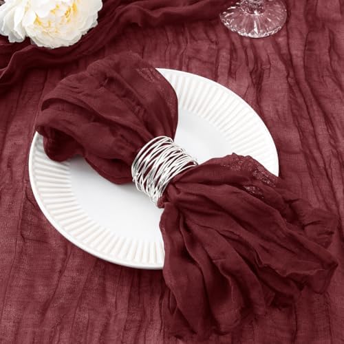 DeZerlor Burgundy Washable Cheesecloth Napkins Set of 50 for Wedding Party by DeZerlor