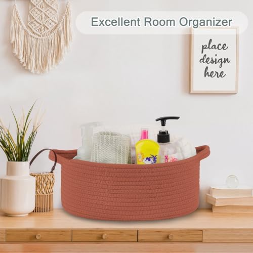 COMSE Small Woven Basket with Gift Bag and Ribbons, Gift Basket Empty, and Large Diaper Caddy Organizer for Girl Boy, Car Diaper Caddy with Handles - Image 5