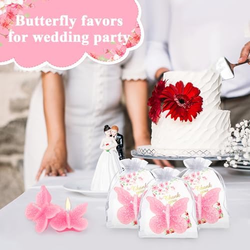 50 Sets Butterfly Baby Shower Party Favors Butterfly Shaped Candle, Scented Pink Tea Lights Candles with Thank Cards, Cute Butterfly Decorations for Guests Wedding Bridal Shower (Pink) - Image 7