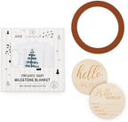 Pondering Pine Organic Baby Monthly Milestone Blanket Boy - Growth Age Blanket for 1-12 Months Milestones with Month Marker Frame and Newborn Announcement Disc, Woodland, Bear, 47”x47” - Image 7