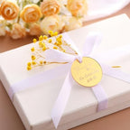 100 Set Gold Acrylic Thank You for Celebrating with Us Tags, with String Round Gold Mirrored Favors Labels, Thank You Gift Tags for Baby Shower Birthday Wedding Bridal Shower for Guests - Image 2
