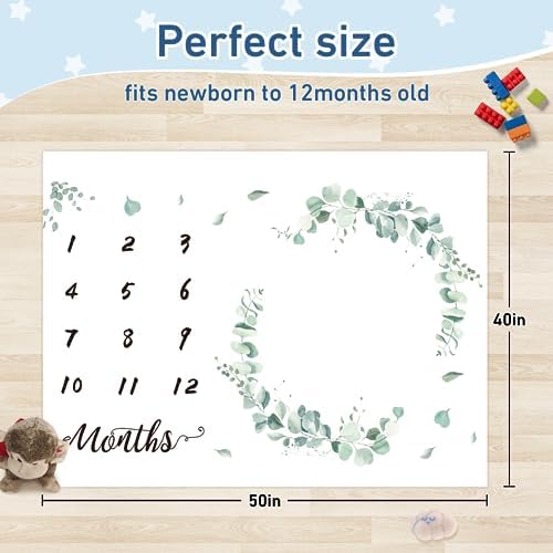 Personalized Baby Milestone Blanket for Boys Girls Baby Month Blanket- First Year Calendar Monthly Growth Chart - Green Print Halloween Birthday Gifts for Infant Todder(FixedSize) - Image 3