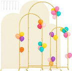 3 Metal Arch Backdrop Stands with Beige Covers, 4/5/6FT by Laxwuqu