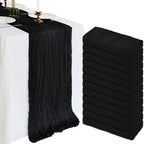 12 Pack 10Ft Black Cheesecloth Table Runner 23 x 120 Inch by CKIKU