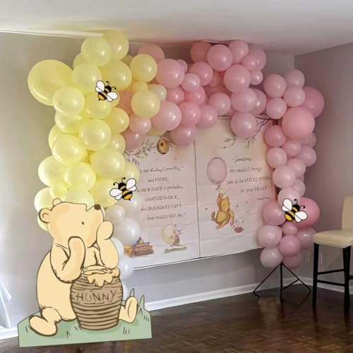 131PCS Pink Winnie Baby Shower Birthday Decorations for Girl Large Winnie Cutouts Stand Up, Pooh Balloons Arch & Bee Stickers for Gender Reveal, First Birthday, Photo Props & Newborn Party - Image 6