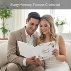 FEELOVE Wedding Guest Book with Embroidered Cover - 8.2" x 8.2" Elegant Guest Book for Party, Wedding Reception, Bridal Shower, Memorial, and Anniversary - Image 4