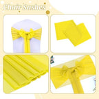 MDS Pack of 125 Chiffon Chair Sashes for Wedding & Event Décor - Yellow - Image 5