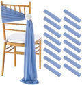 Dusty Blue Chair Sashes 16 Packs 8ft Aisle Wedding Chair Back Side Drapes by Fanqisi