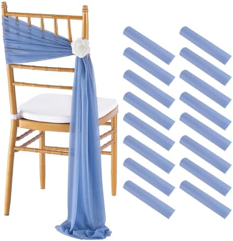Dusty Blue Chair Sashes 16 Packs 8ft Aisle Wedding Chair Back Side Drapes by Fanqisi