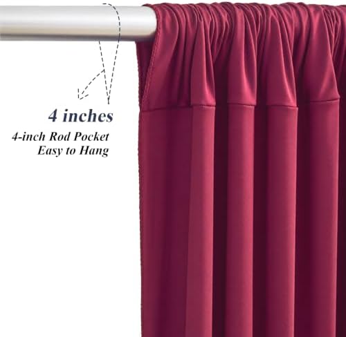 10x10ft Burgundy Backdrop Curtains with Lights Photo Drapes Wrinkle Free Fabric Backdrop Curtain for Wedding Birthday Party Baby Shower Bridal Shower Home Party Background Decorations - Image 6