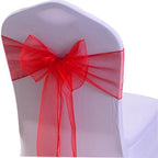 50 Pack Organza Red Chair Sashes Bows for Wedding Decorations 7x108 inches Crystal Yarn Sheer Chair Ties for Party Banquet Hotel Restaurant - Image 4