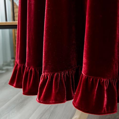 GLORY SEASON Velvet Tablecloth Luxurious Solid Round Table Cloth,Oblong Retro Farmhouse Ruffle Tablecloths Washable Table Cover for Party Wedding Baby Shower Kitchen Dinning Tabletop Decoration - Image 5