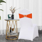 Orange Chair Sashes 50 Pack Spandex Orange Sashes for Chairs Covers Universal Stretch Chair Sashes Band with Heart Buckle Slider for Wedding Banquet Party Decorations - Image 3