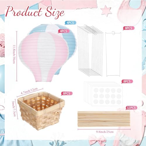 Meooeck 8 Sets Pink and Blue Hot Air Balloon Table Centerpieces Decor - Image 2