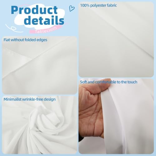 DRESSMAKER 10 Pack Ivory Table Cloth Rectangle 70X120 Inch Fit 8FT Table - Image 5