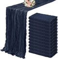 YMHPRIDE 12 Pack Cheesecloth Table Runner 35x120in Navy Blue Table Runner by YMHPRIDE
