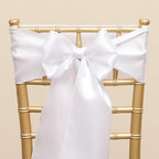 Pack of 50 Satin White Chair Sashes Bows 7 X 108 Inch Universal Chairs Ribbons for Wedding Ceremony Party Banquet Restaurant Event Decorations - White Chair Sashes 50 Pack - Image 2