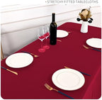 fani 6 Packs Burgundy Stretch Table Skirts for 8 Foot Table - Image 4