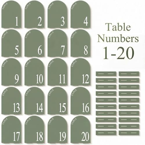 Aceorbit Sage Green Wedding Table Numbers 1-20 with Stands 5" x 7" - Image 5