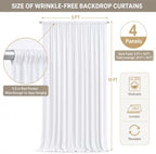 White Backdrop Curtain, 4 Panels, Each 5ft x 10ft - Image 4