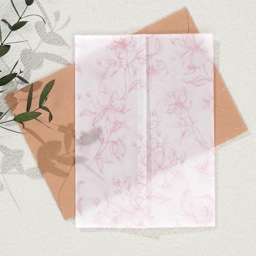 UNIQOOO 50 Pack Pre-Folded Dusty Rose Pink Grace Bloom Vellum Jackets&UNIQOOO Wildflower Wax Seal Stickers50 Pack Pre-Folded Dusty Rose Pink Grace Bloom Vellum Jac&UNIQOOO Wildflower Wax Seal Stickers - Image 5