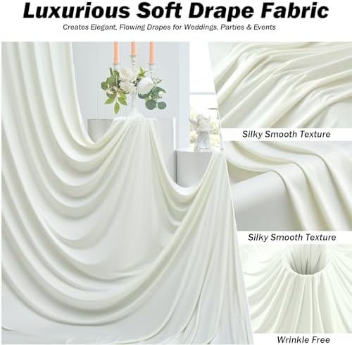 50x12 ft Ivory Backdrop Curtains for Weddings Parties, Birthdays and Photos - Image 4