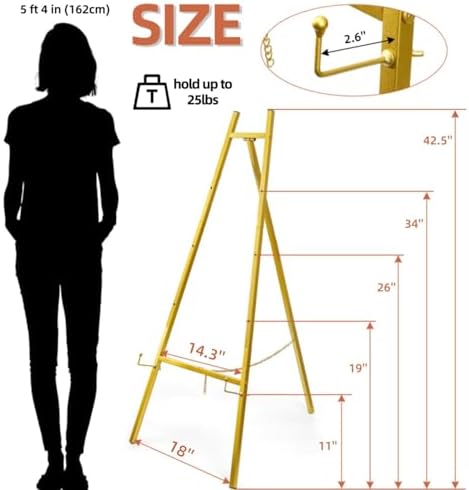 WRINGKIT Gold Easel Stand for Sign, Heavy Duty Art Easel with 4 Tier - Image 2