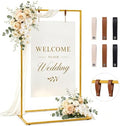 Wedding Welcome Sign Stand, 50" Standard Height - Gold Metal Sign Holder with 6 Leather Straps, Easel Stand for Seating Charts & Event Décor by WEDORA