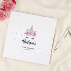 Andaz Press Personalized Baby Shower Guestbook with Gold Accents, Unicorn Theme Custom Name, Date, White Guest Sign in Registry 120 Pages 8.5 X 8.5 Memories Book for DIY, Scrapbook, Photo Album - Image 2