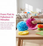 ibasenice 25pcs Tissue Paper Pom Poms - Tissue Paper Flowers for Fiesta Parties, Baby Shower Decorations, Flower Birthday Decorations - 10, 12, 14 Inch Colorful Party Decor - Image 7
