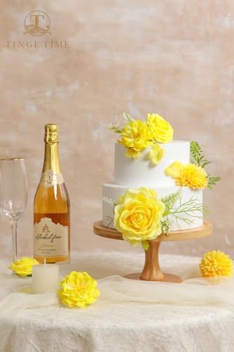 TINGE TIME 23pcs Artificial Wedding Flower Combo, Rose Pompon Mums Yellow - Image 4