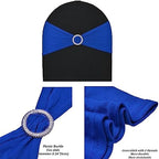 50pcs Spandex Sashes for Chair Wedding Party Banquet Decoration Stretch Chair Sashes Bows Chair Bands with Buckle for Wedding Hotel Banquet Birthday Party Decorations(Royal Blue) - Image 2
