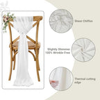 MDS Pack of 100 Chiffon Chair Sashes for Wedding & Event Décor - Ivory - Image 3