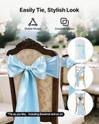 VEVOR Satin Chair Sashes Bows, Chair Ribbon Ties Back Sash, 7 x 108 inch, Wedding Reception Decoration, for Wedding Ceremony Baby Shower Party Events Banquet Cover Decoration (Light Blue, 100pcs) - Image 4