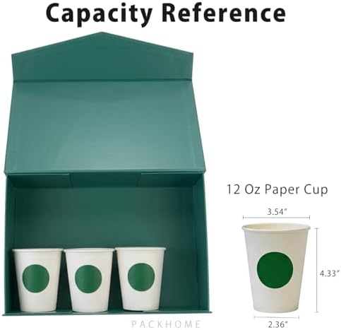 PACKHOME 6 Large Dark Green Gift Boxes 13.5x9x4.1in with Magnetic Lids - Image 3