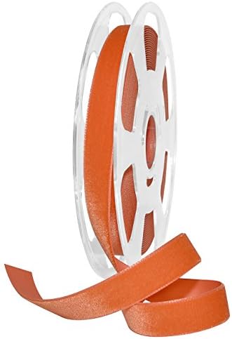 Morex Ribbon Nylon, 5/8 inch by 11 Yards, Pumpkin, Item 01215/10-601 Nylvalour Velvet Ribbon 5/8" x 11 yd by MorexRibbon