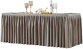 Wish Care Natural Polyester Table Clothes for 8 Foot Rectangle Tables, Wrinkle Free Fitted Table Cover with Pleated Ruffle Table Skirt for Birthday Party Wedding Trade Show Event Display by WishCare